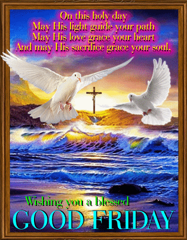 Two Doves Flying Over Cross Wishing You a Blessed Good Friday