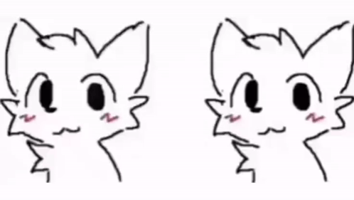 two drawings of a cat with different facial expressions