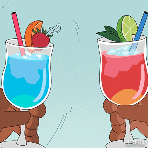 Two Drinks with Straws and Netflix Logo