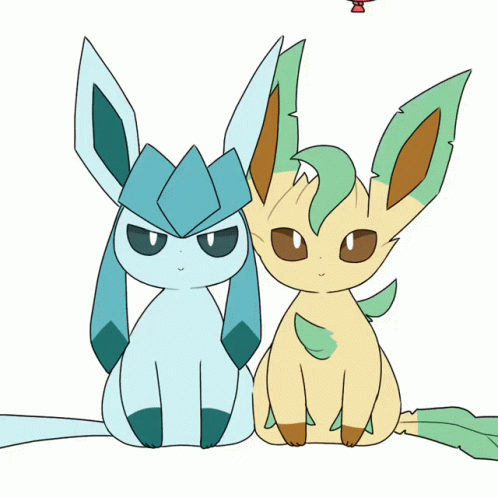 Two Eevees Sitting With Red Balloon GIF