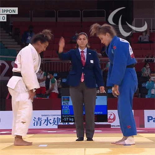 Two Female Judo Fighters Standing