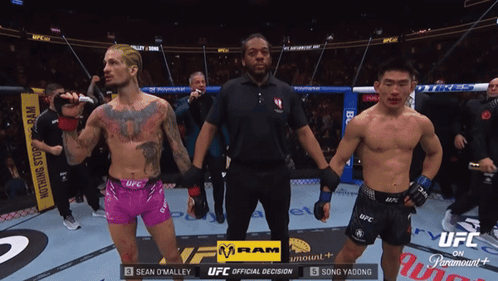 Two Fighters and Referee UFC on Paramount