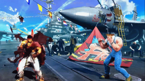 Two Fighters Are Fighting On A Fighter Jet Deck GIF
