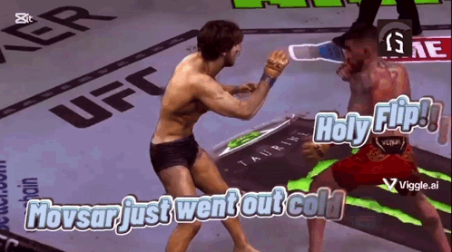 Two Fighters Are Fighting On A Ufc Ring And The Words Holy Flip Are Above Them GIF