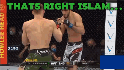 Two Fighters Fighting In Cage Thats Right Islam GIF