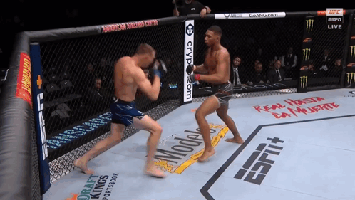 Two Fighters In Boxing Ring With ESPN On Corner GIF