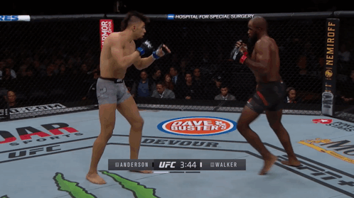 Two Fighters In UFC Ring With Dave & Buster's Logo GIF