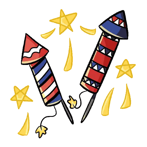 Two Fireworks With Stars