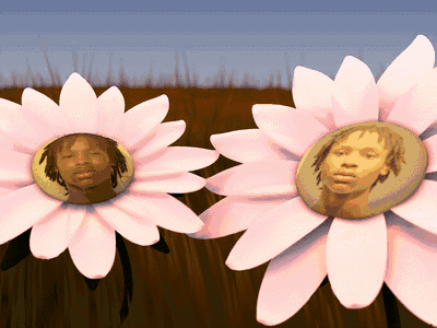 Two Flowers With Man's Face GIF