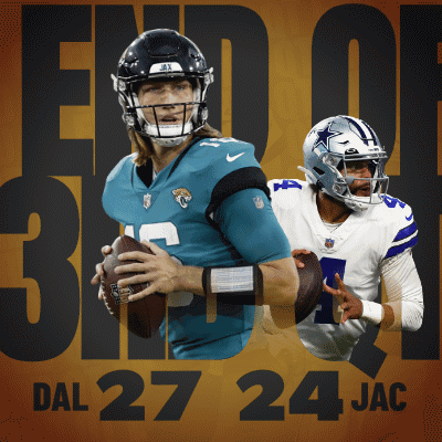 Two Football Players Are On A Poster With The Words End Of Dal 27 24 Jac GIF