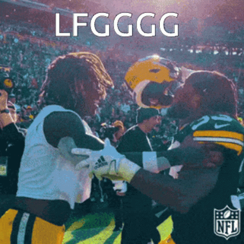 Two Football Players Hugging lfggg Sign