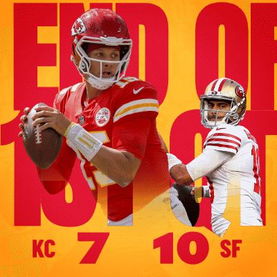 Two Football Players On Yellow Background Kc 7 10 Sf GIF