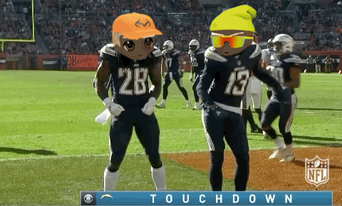 Two Football Players Saying Touchdown GIF