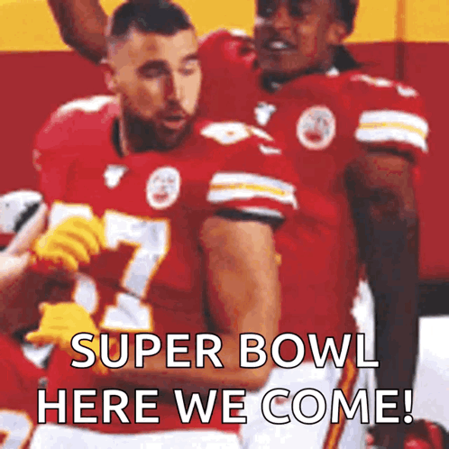 Two Football Players Super Bowl Here We Come