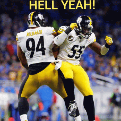 Two Football Players With The Number 94 And 53 On Their Shirts GIF