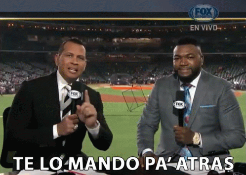 two fox sports announcers are talking to each other