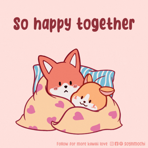 Two Foxes Sleeping Under Blanket So Happy Together