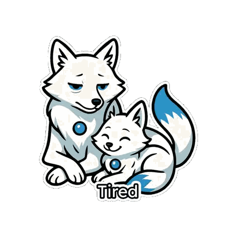 Two Foxes Tired Sticker