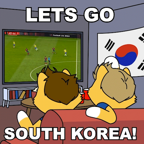 Two Foxes Watching Soccer Game Let's Go South Korea GIF