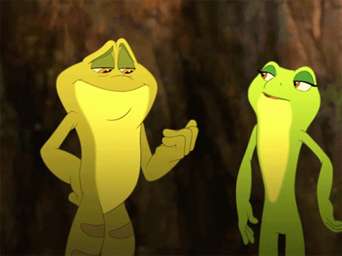 Two Frogs One Pointing At Other GIF