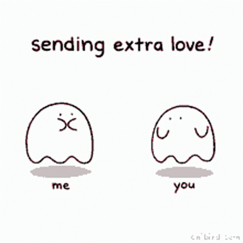 Two Ghosts Holding Heart Sending Love