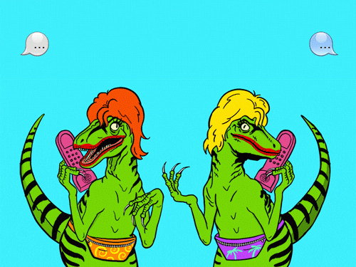 Two Girl Velociraptor Talking GIF
