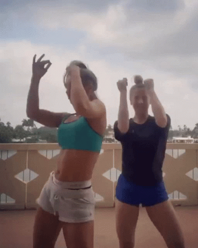 Two Girls Dancing Holiday Party GIF