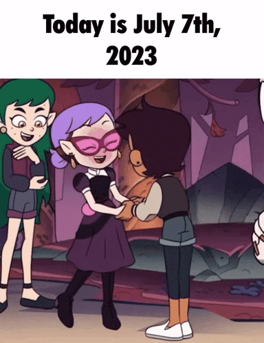 Two Girls Hugging Cartoon Saying July 7th 2023