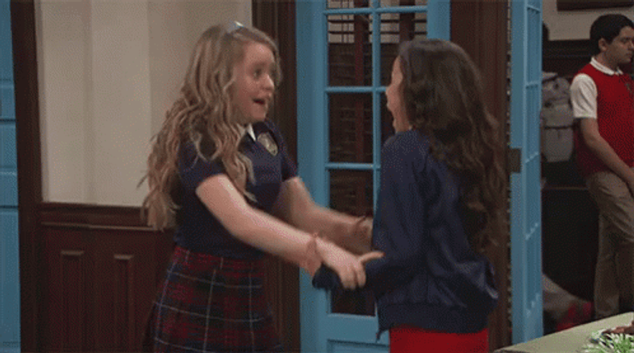 Two Girls Jumping For Joy GIF