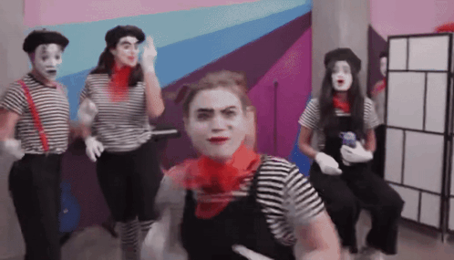 Two Girls Looking In Mirror With Terror Sign GIF