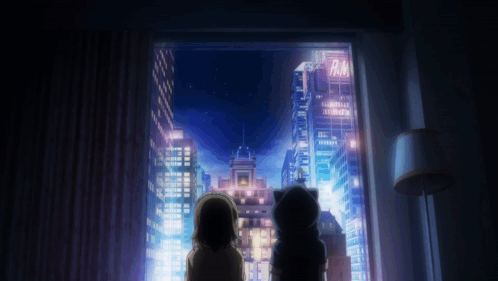 Two Girls Looking Out Window With Ram Sign GIF