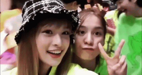 Two Girls Making Funny Faces GIF