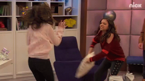 Two Girls Pillow Fight GIF