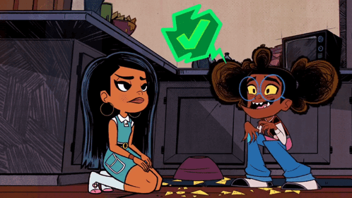 Two Girls With Green Check Mark