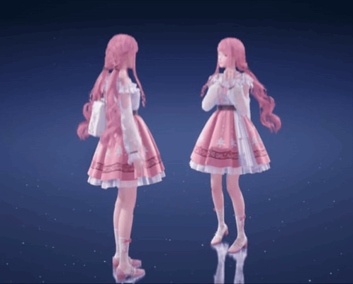 Two Girls With Pink Hair Standing Together