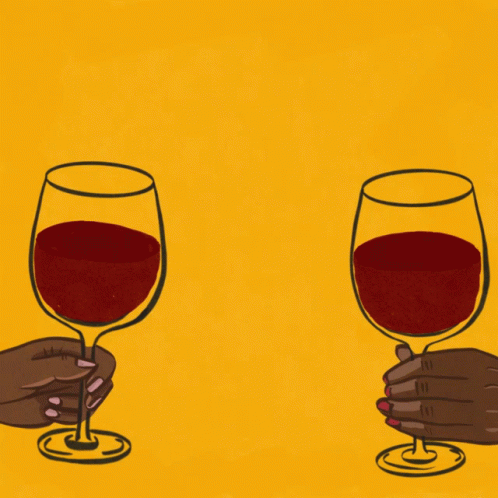 Two Glasses Of Wine Are Toasting With The Words Sip Sip Hooray GIF