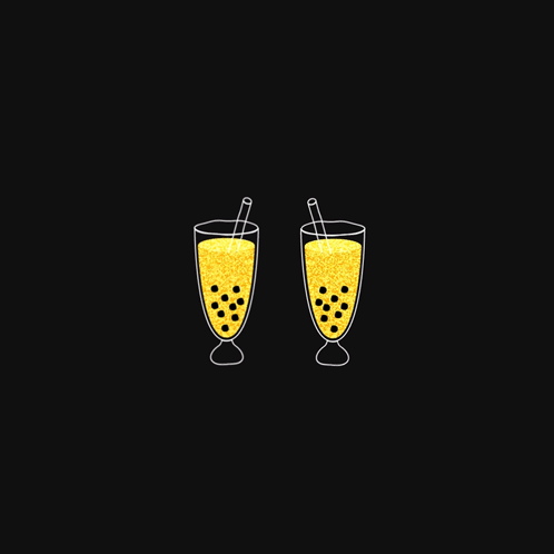 Two Glasses Of Yellow Liquid With Bubbles GIF