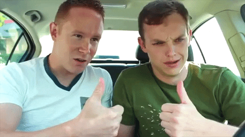 Two Guys Burp Inside Car Thumbs Up GIF