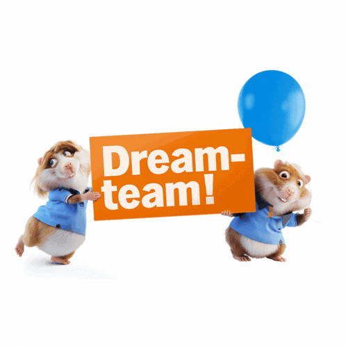 Two Hamsters Holding Dream-Team Sign