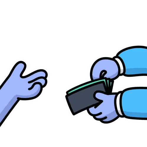 Two Hands Holding Dollar Bill