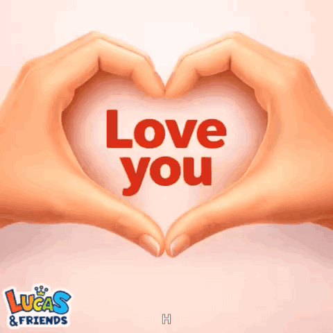 Two Hands Make A Heart Shape With The Words " Love You " GIF