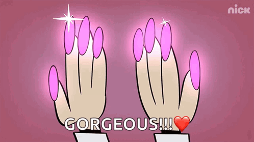 Two Hands With Pink Nails Saying Gorgeous GIF