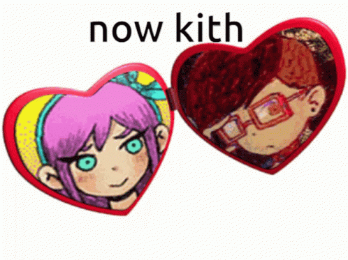 Two Heart Mirrors With Girl and Boy Saying Now Kith