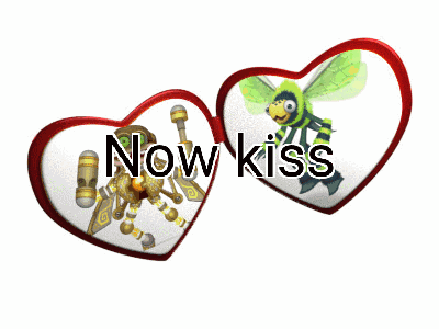 Two Hearts With Bee and Words Now Kiss