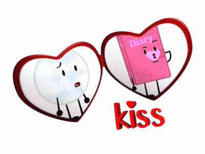 Two Hearts With Diary and Kiss