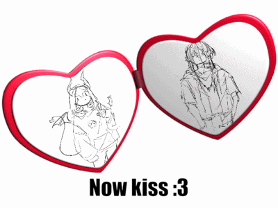 Two Hearts With Girl Picture Saying Now Kiss