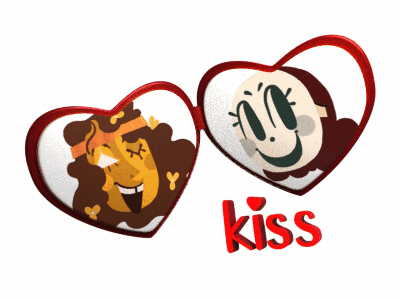 Two Hearts With Kiss GIF