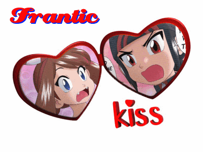 Two Hearts With Word Kiss