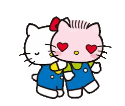 Two Hello Kitty Characters Hugging