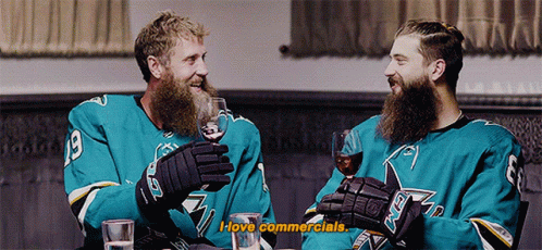 Two Hockey Players Wine Saying I Love Commercials